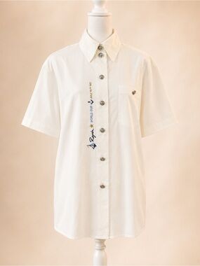 Vintage Betty Barclay 100% Cotton Nautical Regatta Shirt — EU 38 / US M